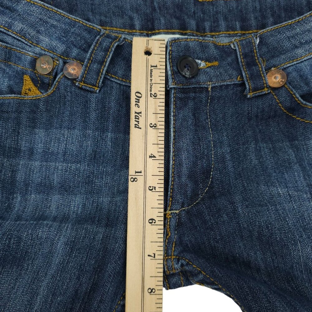 True Religion Bobby Jeans Straight Leg Low Rise Sz 30 Short DarkWash Stretch Y2K - Picture 9 of 14